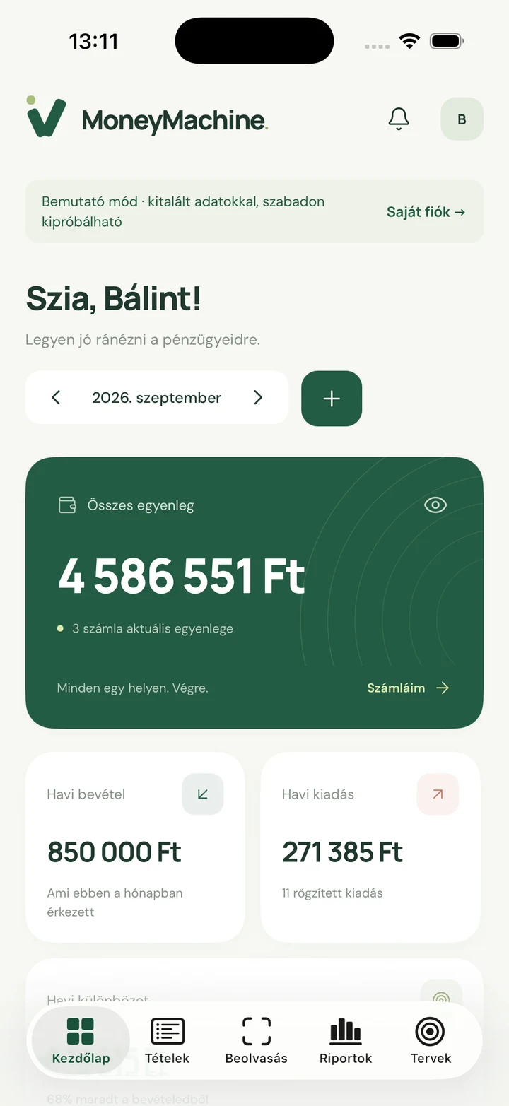 MoneyMachine — A teljes kép a pénzügyeidről