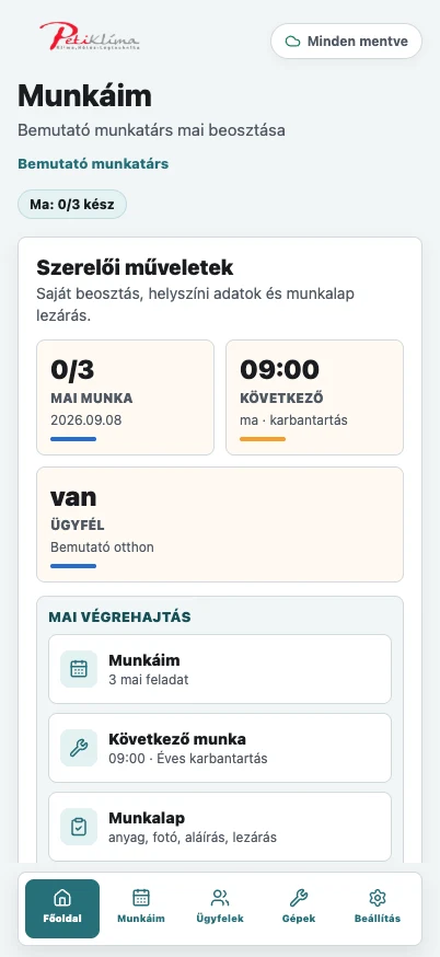 Klimapp — A napi munkák, egy pillantásra